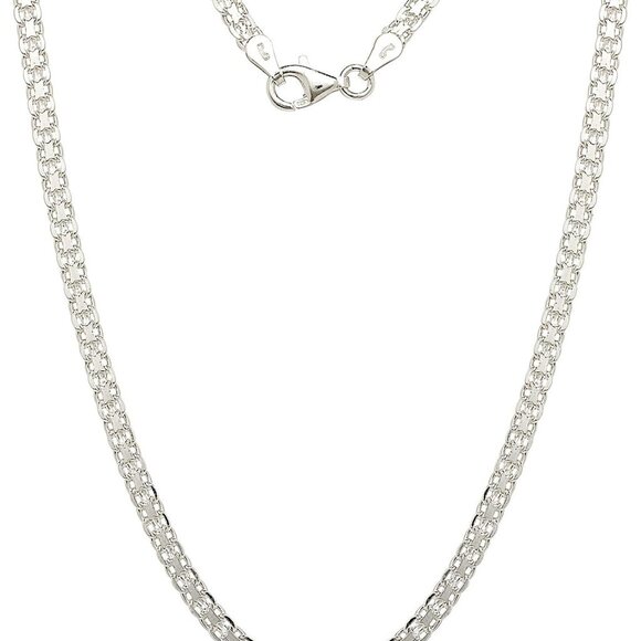 Sterling Silver 3.5mm Bismark Chain Necklace 16-30
